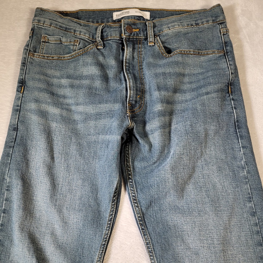 Signature by Levi Strauss & Co S51 Straight Jeans Mens 34x32.5 Blue Medium Wash - Picture 2 of 13